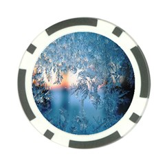 Frost Winter Morning Snow Season White Holiday Poker Chip Card Guard by artworkshop