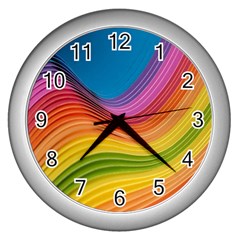  Rainbow Pattern Lines Wall Clock (silver) by artworkshop