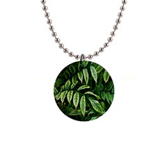 Leaves Foliage Twig Bush Plant 1  Button Necklace by artworkshop