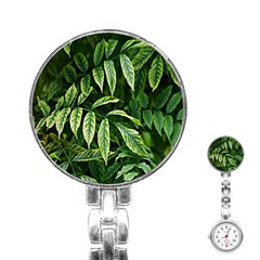 Leaves Foliage Twig Bush Plant Stainless Steel Nurses Watch by artworkshop