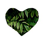 Leaves Foliage Twig Bush Plant Standard 16  Premium Flano Heart Shape Cushions Back