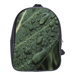 Leaves Water Drops Green  School Bag (large) by artworkshop