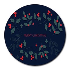 Merry Christmas Holiday Pattern  Round Mousepads by artworkshop