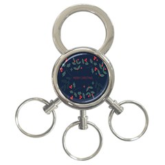 Merry Christmas Holiday Pattern  3-ring Key Chain