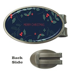 Merry Christmas Holiday Pattern  Money Clips (oval) 