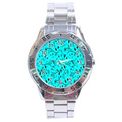 Flower Texture Textile Stainless Steel Analogue Watch by artworkshop