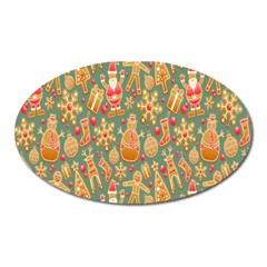 Pattern Seamless Gingerbread Christmas Decorative Oval Magnet by artworkshop