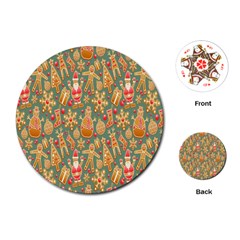 Pattern Seamless Gingerbread Christmas Decorative Playing Cards Single Design (round) by artworkshop