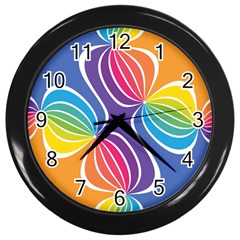 Illustration Abstract Background Pattern Rainbow Color Wall Clock (black) by Wegoenart