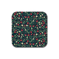 Flowering-branches-seamless-pattern Rubber Coaster (square)