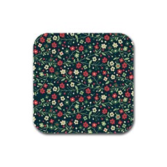 Flowering-branches-seamless-pattern Rubber Square Coaster (4 Pack) by Zezheshop