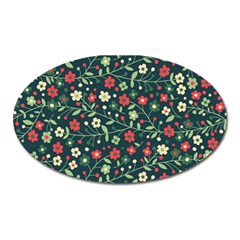 Flowering-branches-seamless-pattern Oval Magnet