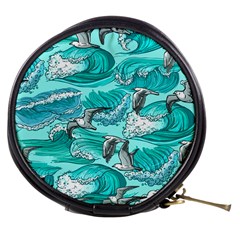 Sea Waves Seamless Pattern Mini Makeup Bag