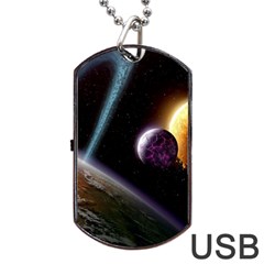 Planets In Space Dog Tag Usb Flash (one Side)