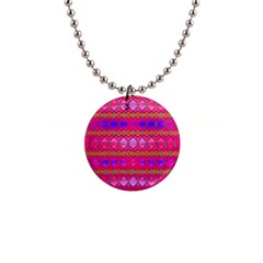 Pink Mirrors 1  Button Necklace by Thespacecampers