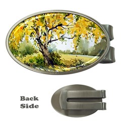 Landscape Painting Meadow Garden Money Clips (oval)  by Wegoenart