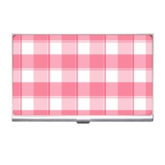 Pink And White Plaids Business Card Holder by ConteMonfrey