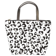 Black And White Leopard Print Jaguar Dots Bucket Bag by ConteMonfrey