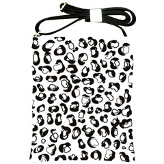 Black And White Leopard Print Jaguar Dots Shoulder Sling Bag by ConteMonfrey