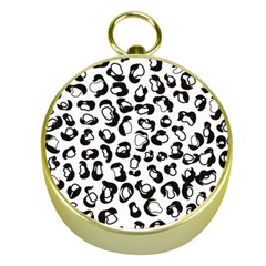 Black And White Leopard Print Jaguar Dots Gold Compasses by ConteMonfrey