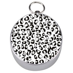 Black And White Leopard Print Jaguar Dots Silver Compasses