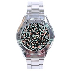 Blue And Pink Jaguar Dots Leopard Black And White Leopard Print Jaguar Dots Stainless Steel Analogue Watch by ConteMonfrey