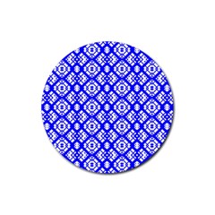 Portuguese Tiles Vibes Plaids Rubber Round Coaster (4 Pack) by ConteMonfrey