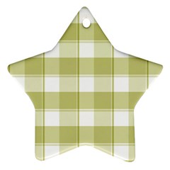 Green Tea - White And Green Plaids Star Ornament (two Sides) by ConteMonfrey