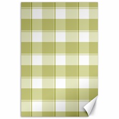 Green tea - White and green plaids Canvas 24  x 36 