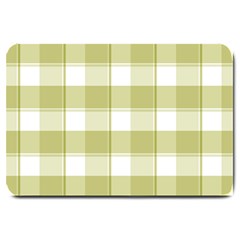 Green Tea - White And Green Plaids Large Doormat  by ConteMonfrey