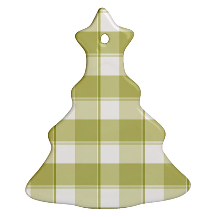 Green tea - White and green plaids Christmas Tree Ornament (Two Sides)