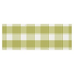 Green Tea - White And Green Plaids Banner And Sign 8  X 3  by ConteMonfrey