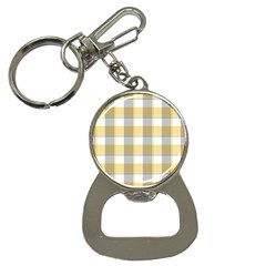 Grey Yellow Plaids Bottle Opener Key Chain by ConteMonfrey