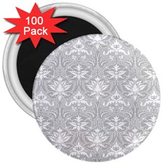 Grey Lace Decorative Ornament - Pattern 14th And 15th Century - Italy Vintage 3  Magnets (100 Pack) by ConteMonfrey