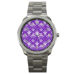 Purple Lace Decorative Ornament - Pattern 14th And 15th Century - Italy Vintage  Sport Metal Watch by ConteMonfrey