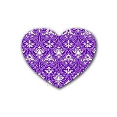 Purple Lace Decorative Ornament - Pattern 14th And 15th Century - Italy Vintage  Rubber Heart Coaster (4 Pack) by ConteMonfrey