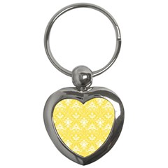 Yellow Lace Decorative Ornament - Pattern 14th And 15th Century - Italy Vintage  Key Chain (Heart)