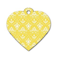 Yellow Lace Decorative Ornament - Pattern 14th And 15th Century - Italy Vintage  Dog Tag Heart (One Side)