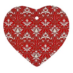 Red  Lace Decorative Ornament - Pattern 14th And 15th Century - Italy Vintage Yellow Lace Decorative Ornament - Pattern 14th And 15th Century - Italy Vintage  Heart Ornament (Two Sides)