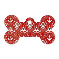 Red  Lace Decorative Ornament - Pattern 14th And 15th Century - Italy Vintage Yellow Lace Decorative Ornament - Pattern 14th And 15th Century - Italy Vintage  Dog Tag Bone (Two Sides)