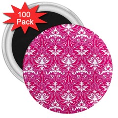 Pink  Lace Decorative Ornament - Pattern 14th And 15th Century - Italy Vintage 3  Magnets (100 Pack) by ConteMonfrey