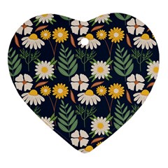 Flower Grey Pattern Floral Ornament (heart)