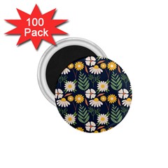 Flower Grey Pattern Floral 1 75  Magnets (100 Pack) 