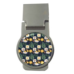 Flower Grey Pattern Floral Money Clips (round) 