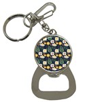 Flower Grey Pattern Floral Bottle Opener Key Chain Front