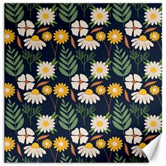 Flower Grey Pattern Floral Canvas 12  X 12 