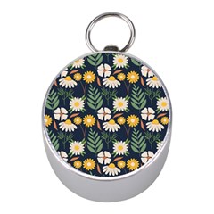 Flower Grey Pattern Floral Mini Silver Compasses