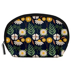 Flower Grey Pattern Floral Accessory Pouch (large)