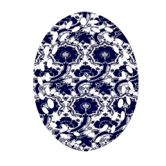 Blue Lace Decorative - Pattern 14th And 15th Century - Italy Vintage Oval Filigree Ornament (two Sides) by ConteMonfrey