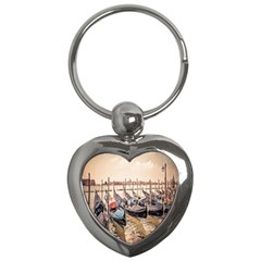 Black Several Boats - Colorful Italy  Key Chain (heart) by ConteMonfrey